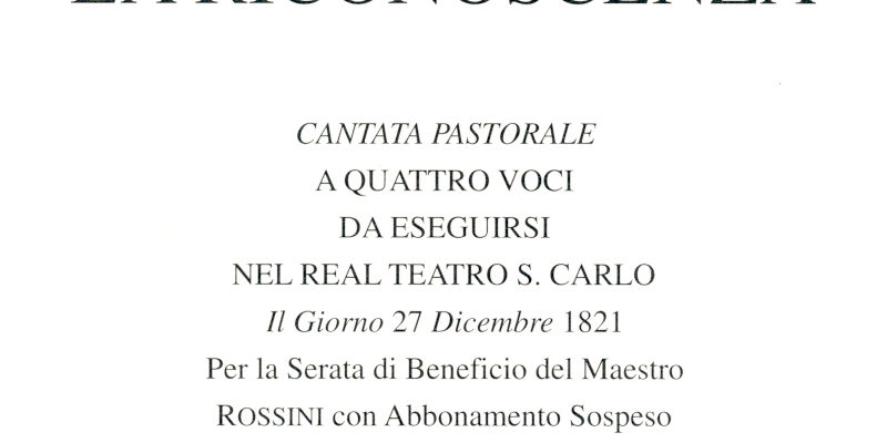 Per l’ascolto della cantata La Riconoscenza – Martedì 13 Agosto