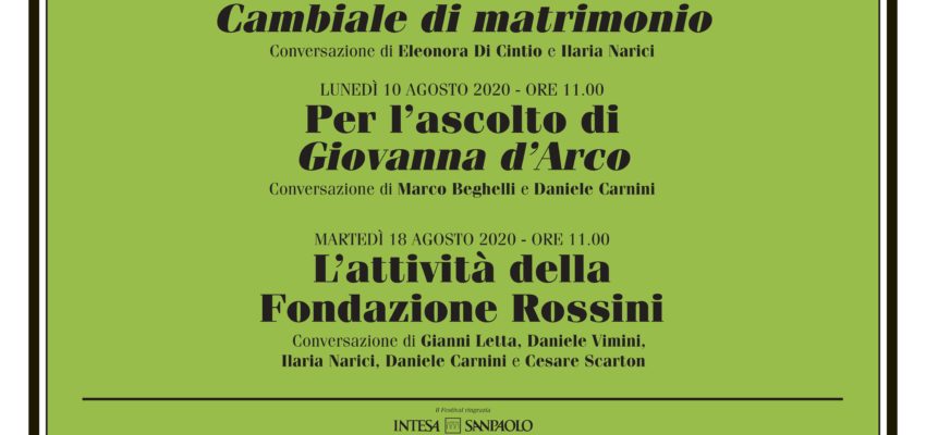 INCONTRI IN OCCASIONE DEL ROSSINI OPERA FESTIVAL